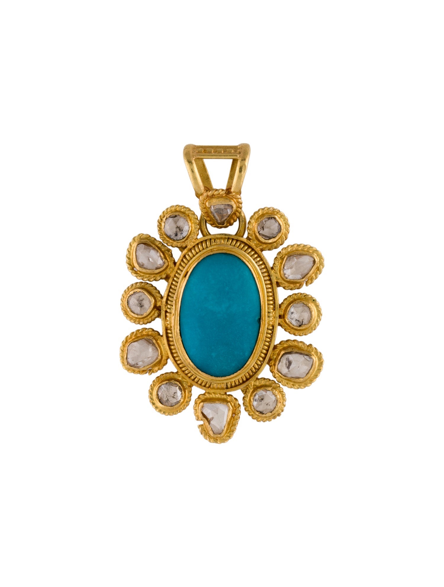 Pendant 18K Turquoise & Diamond