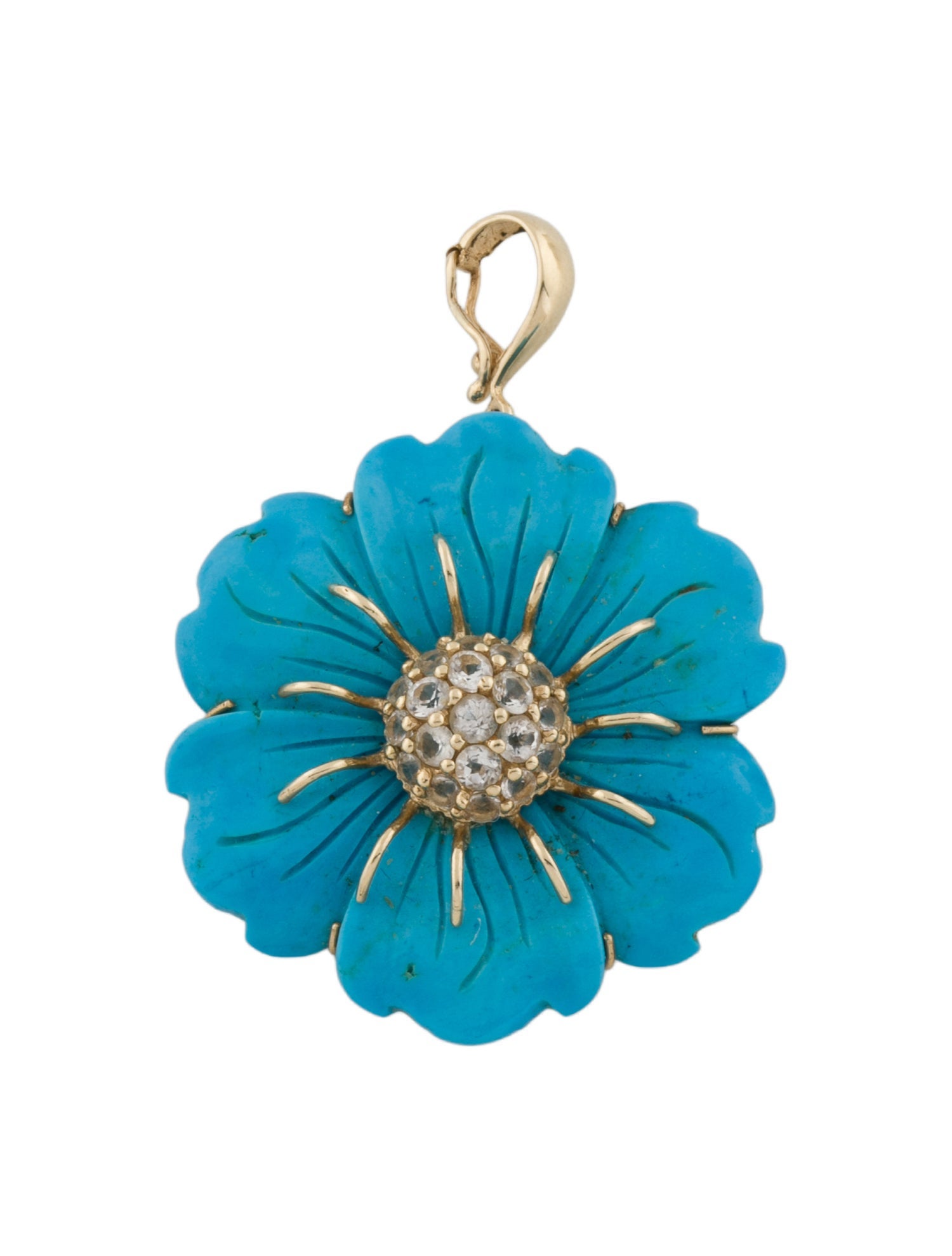Pendant 14K Dyed Magnesite & Topaz Flower