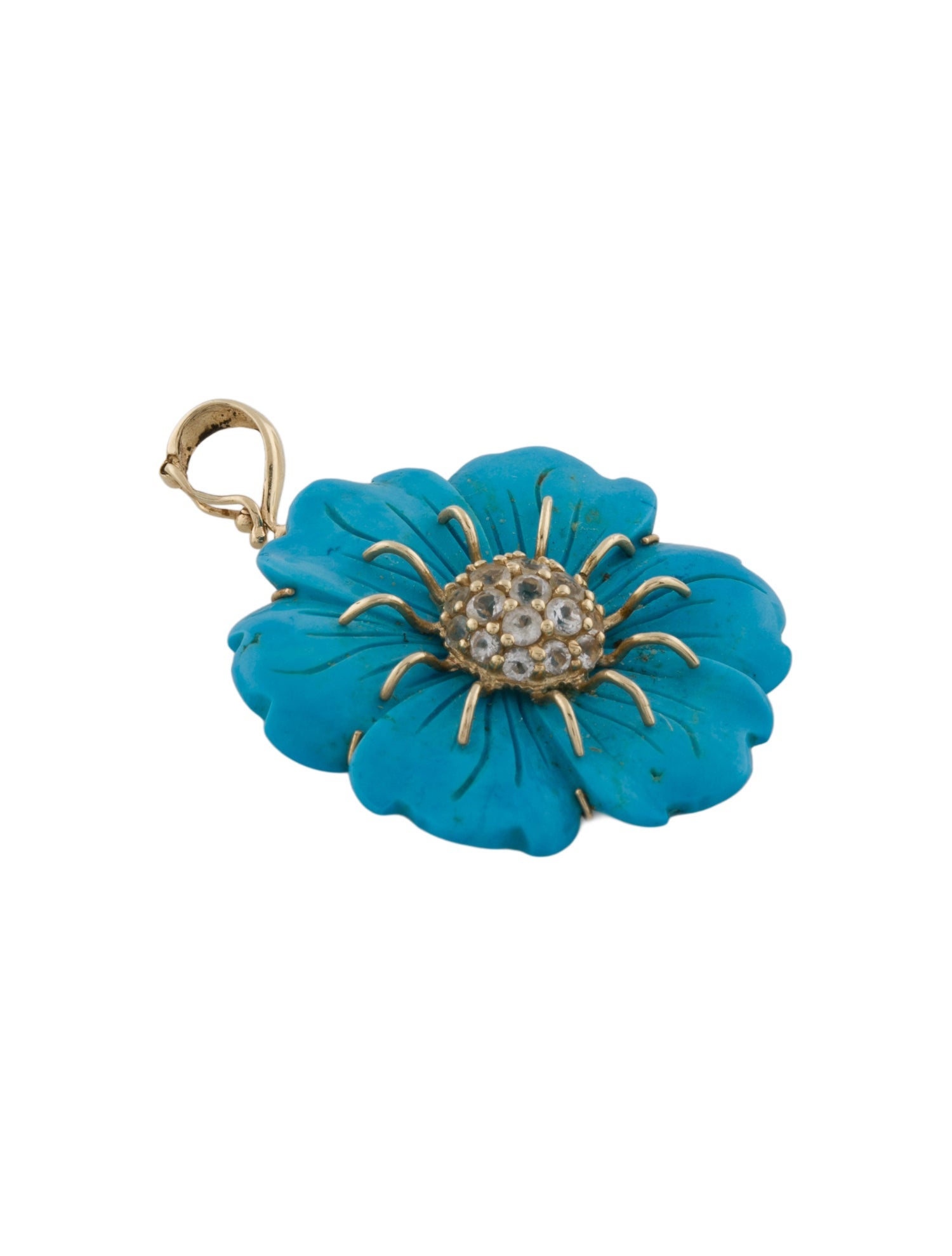 Pendant 14K Dyed Magnesite & Topaz Flower