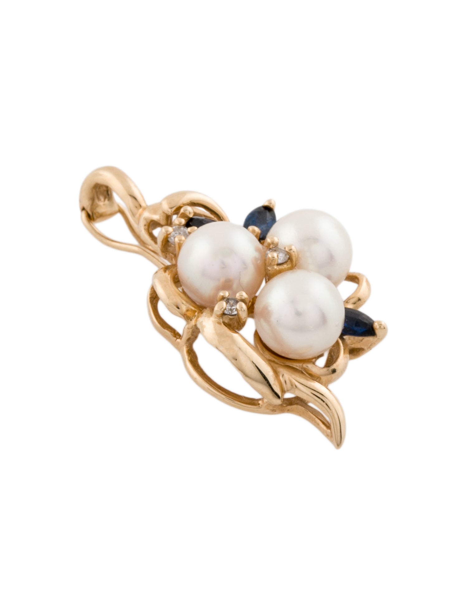 Pendant 14K Pearl, Sapphire & Diamond