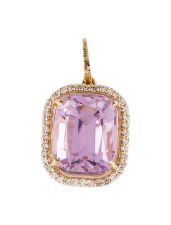 Pendant 14K 5.30ct Kunzite & Diamond Pendant