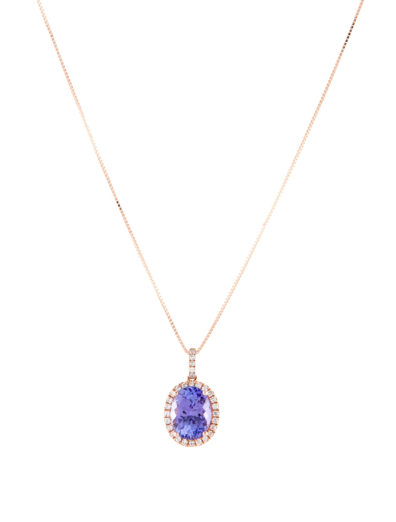Pendant 14K 1.75ctw Tanzanite & Diamond Pendant Necklace