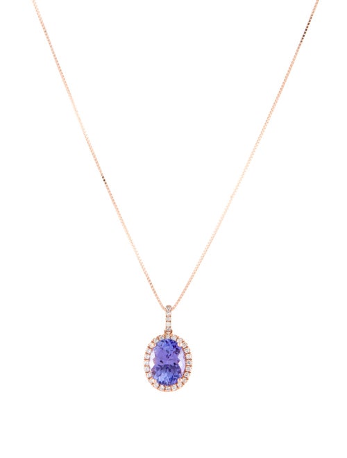 Pendant 14K 1.75ctw Tanzanite & Diamond Pendant Necklace