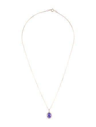 Pendant 14K 1.75ctw Tanzanite & Diamond Pendant Necklace