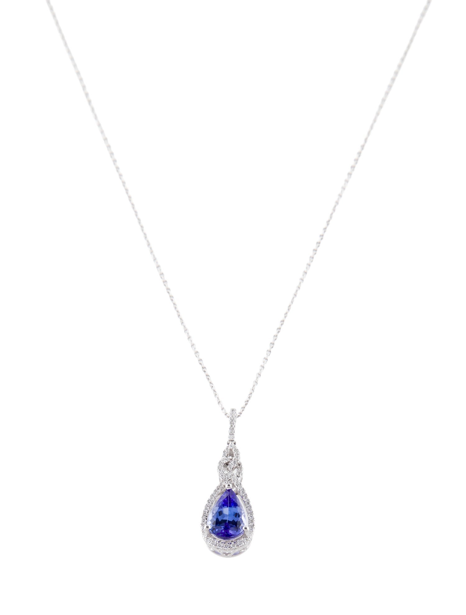 Pendant 14K Tanzanite & Diamond Pendant Necklace