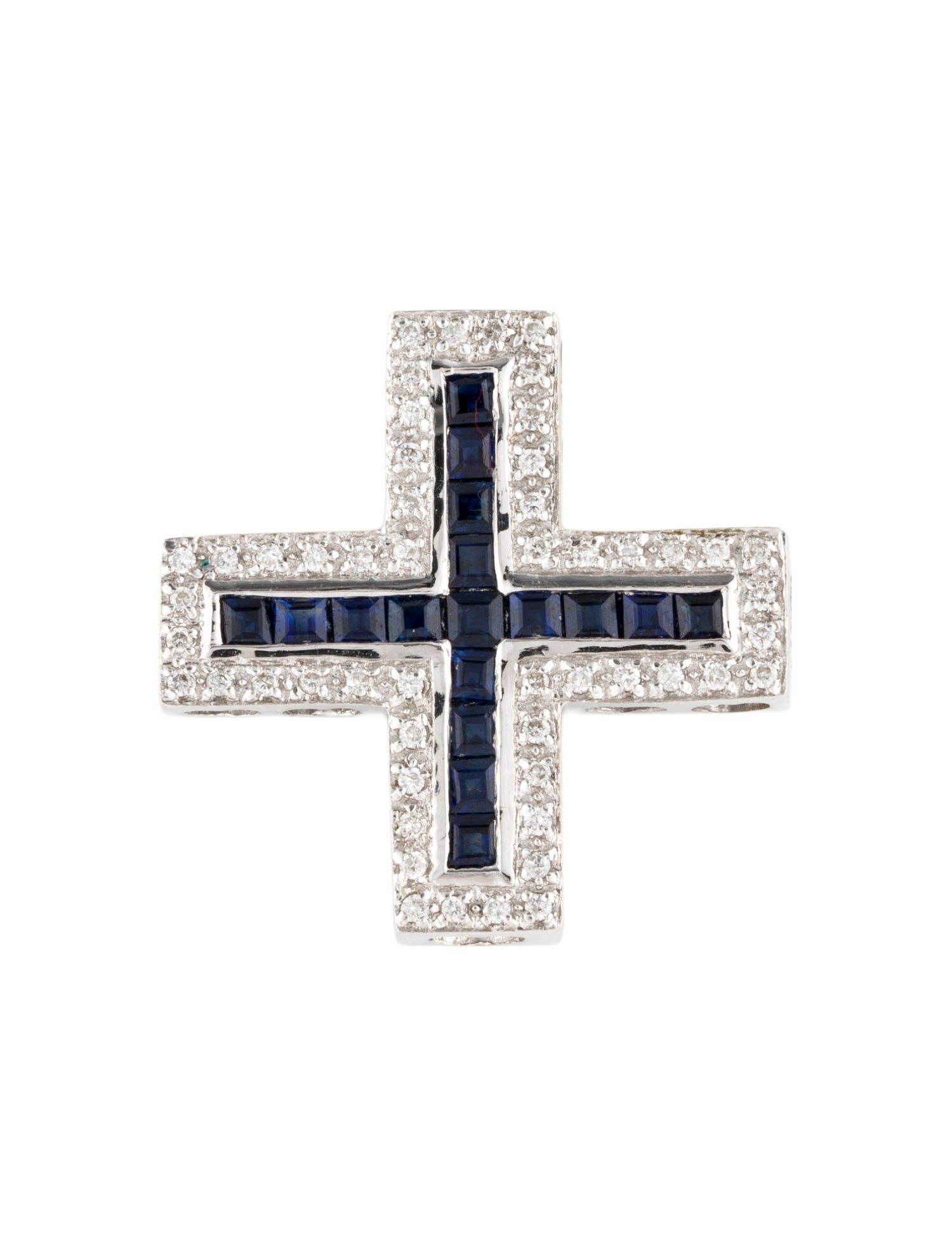 Pendant 18K 1.24ctw Sapphire & Diamond Cross