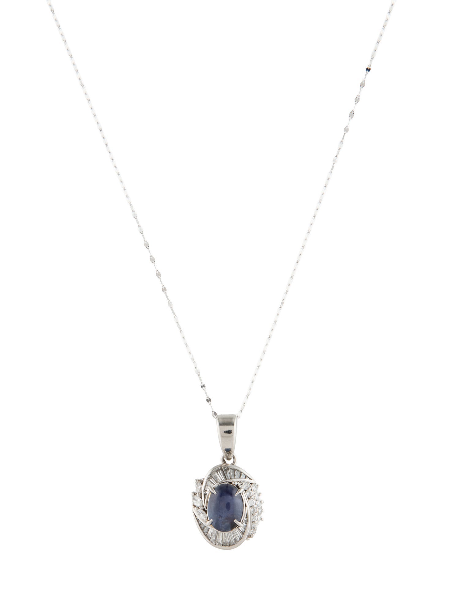 Pendant Platinum 4.35ct Star Sapphire & Diamond Pendant Necklace