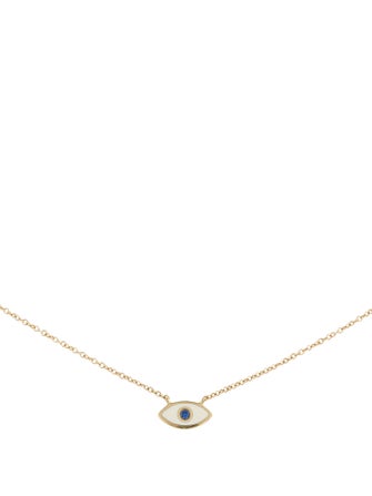 Pendant 14K Sapphire & Enamel Evil Eye Pendant