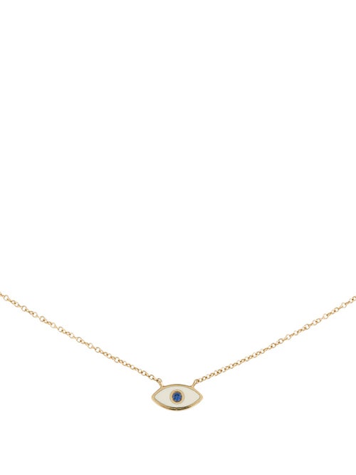 Pendant 14K Sapphire & Enamel Evil Eye Pendant