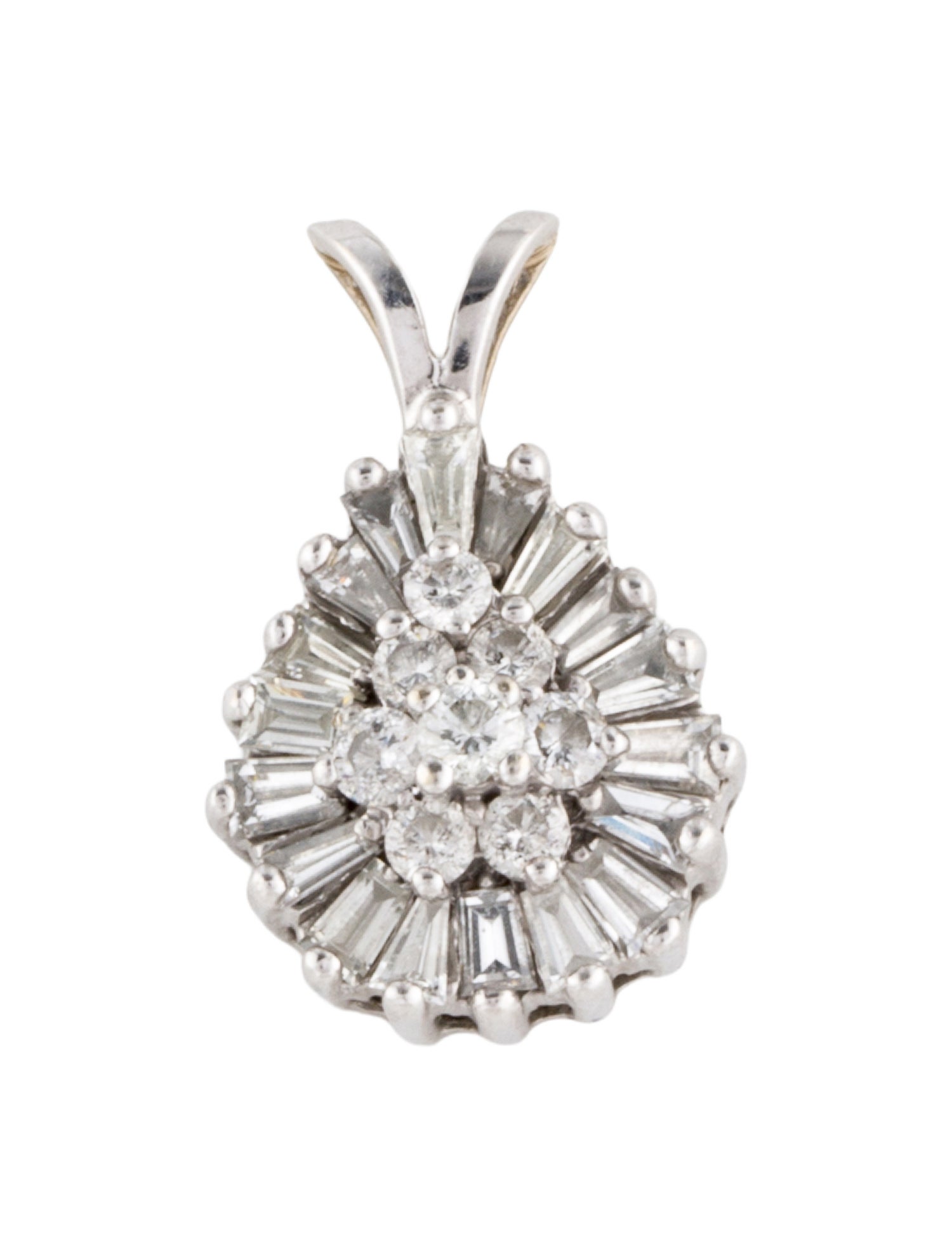 Pendant 14K 1.20ctw Diamond Teardrop Cluster