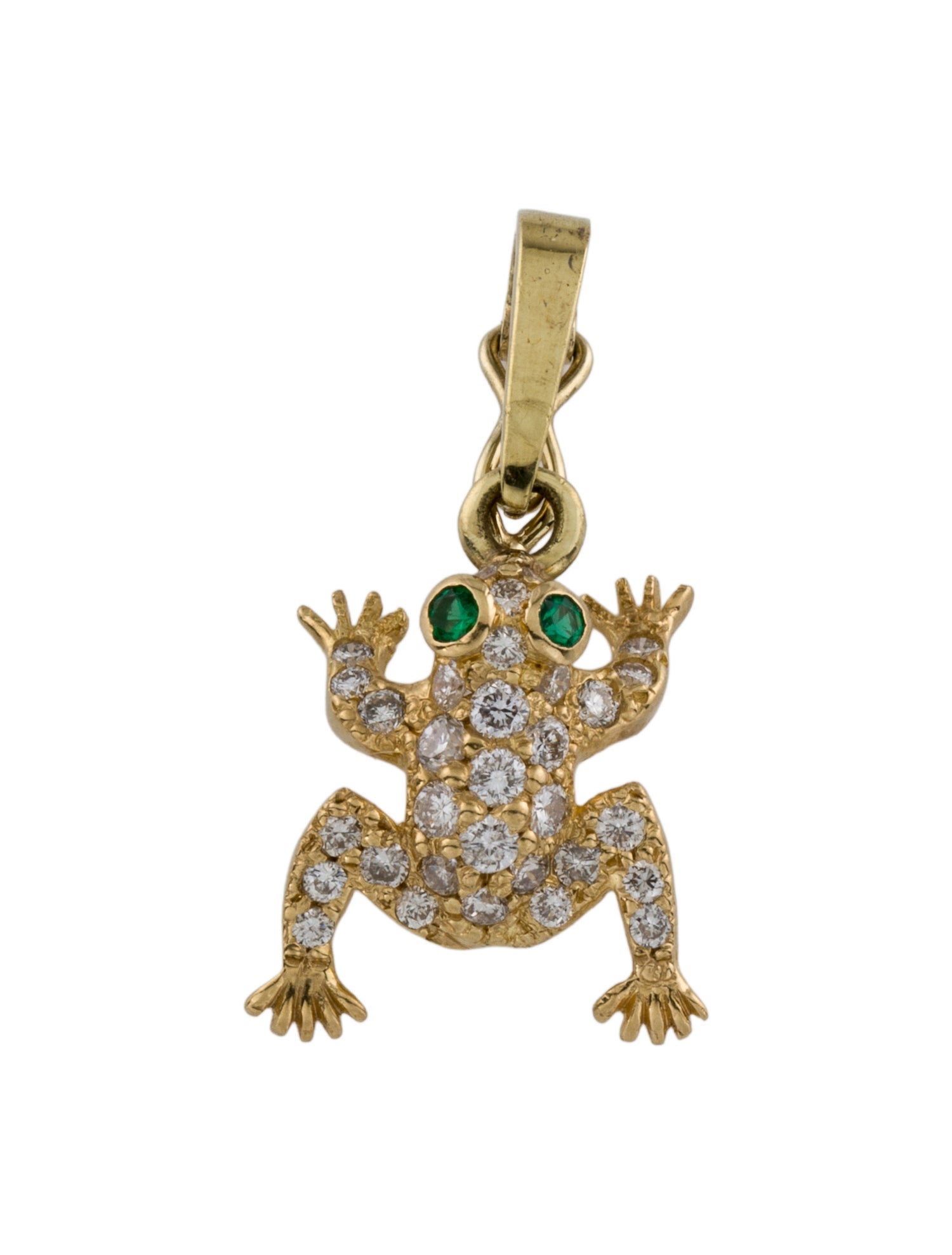 Pendant 18K Emerald & Diamond Frog