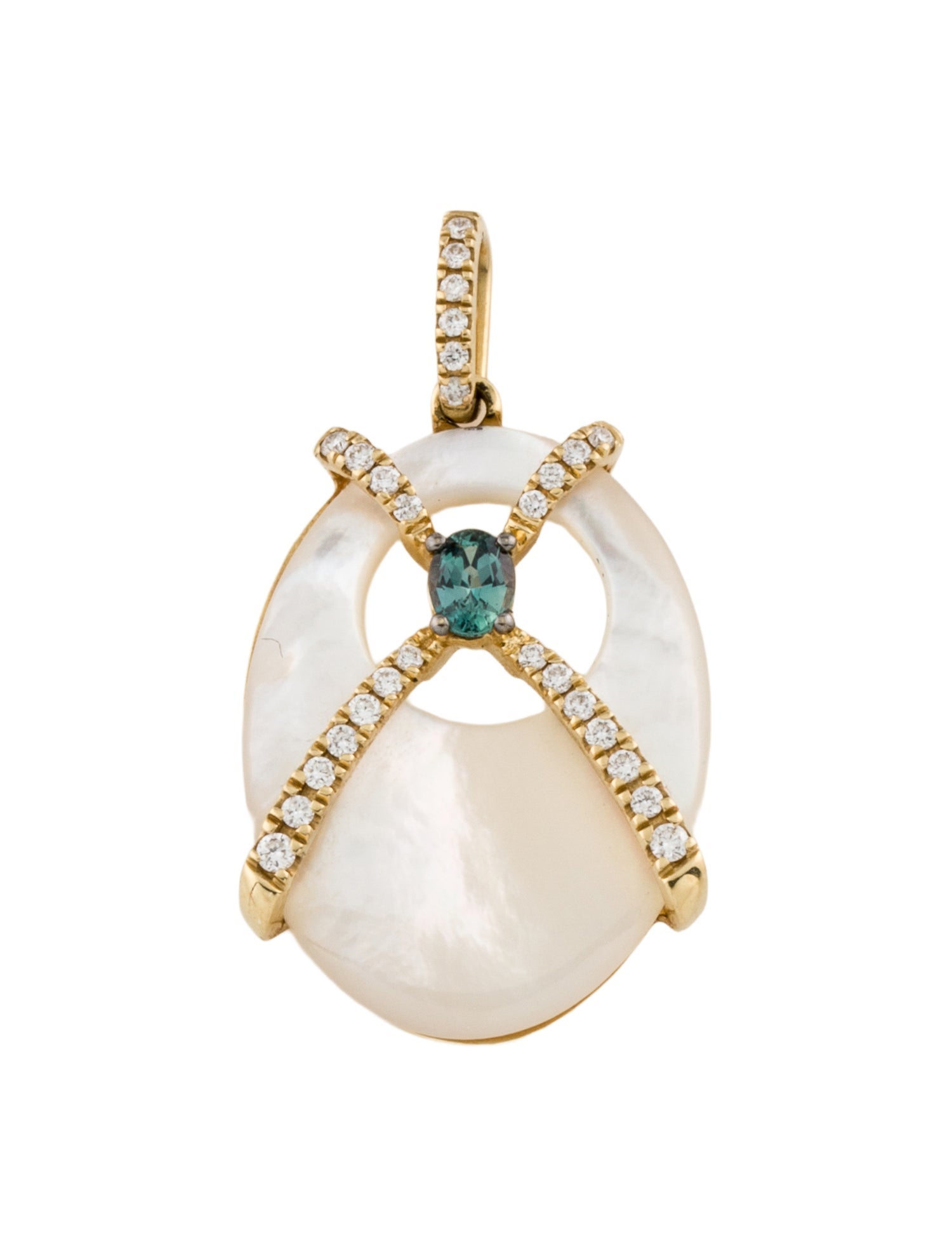 Pendant Laura Medine 18K Mother Of Pearl, Alexandrite & Diamond