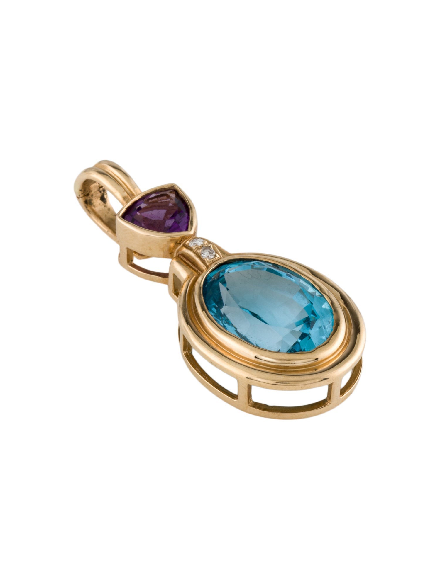 Pendant 14K Topaz, Amethyst & Diamond Enhancer