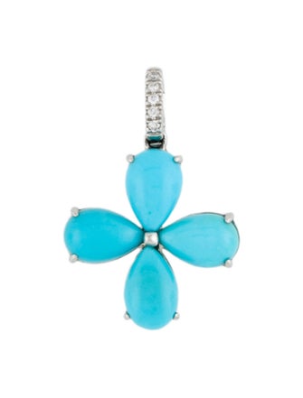 Pendant Turquoise & Diamond Flower Pendant