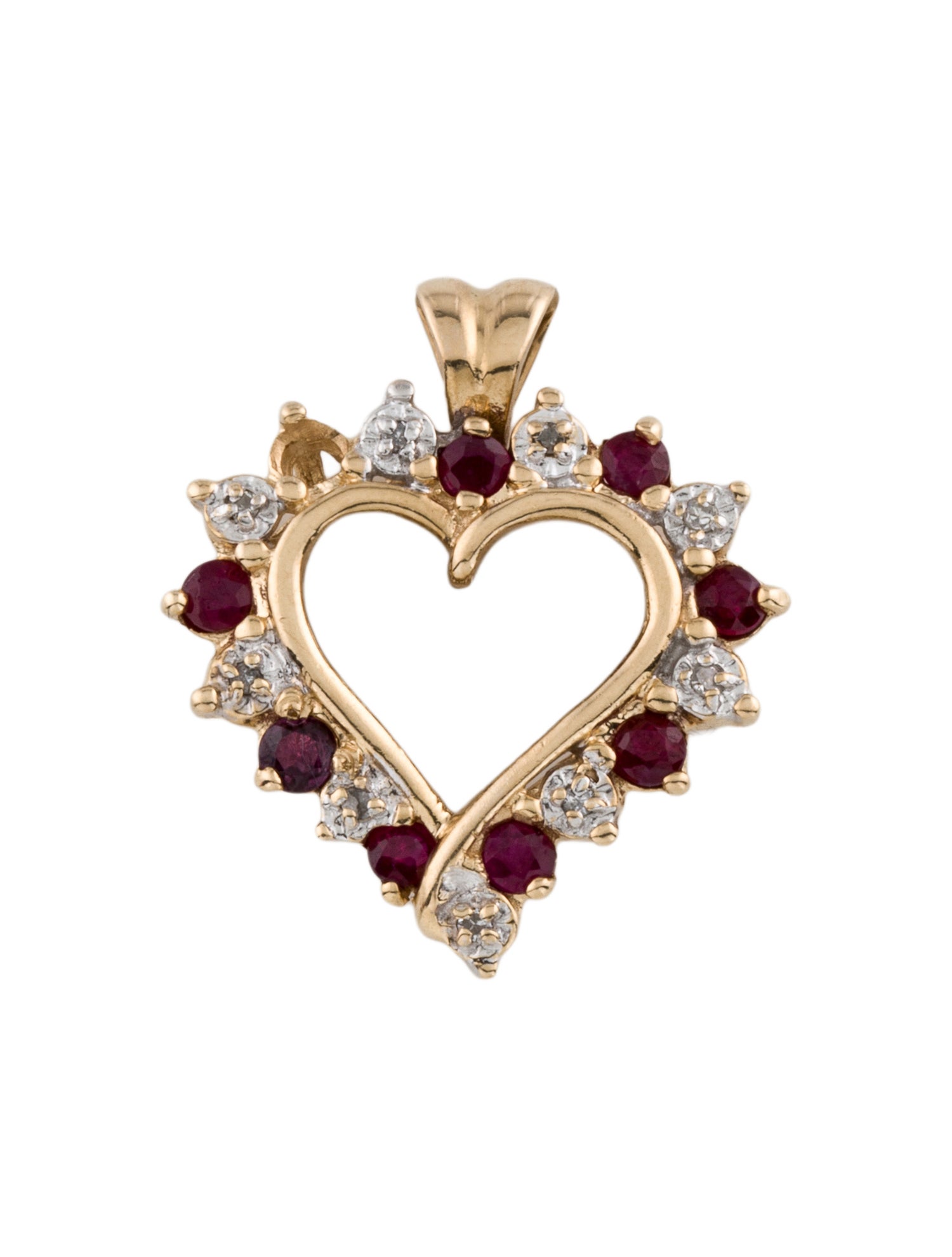 Pendant 14K Ruby & Diamond Heart