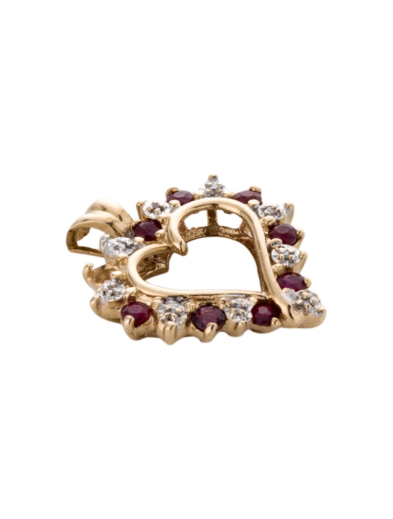Pendant 14K Ruby & Diamond Heart