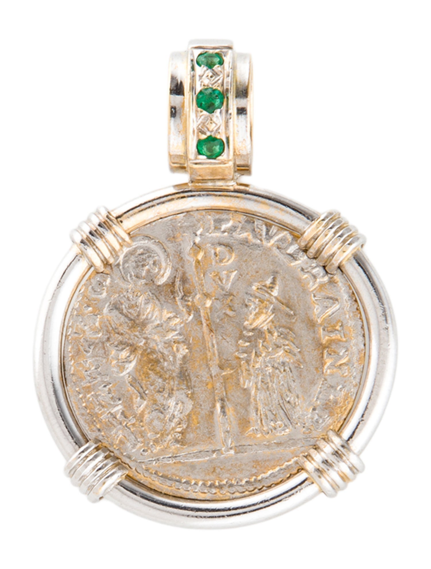 Pendant 18K Emerald & Coin