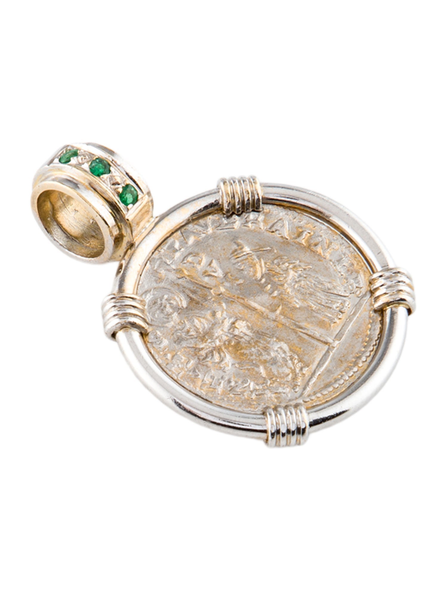 Pendant 18K Emerald & Coin