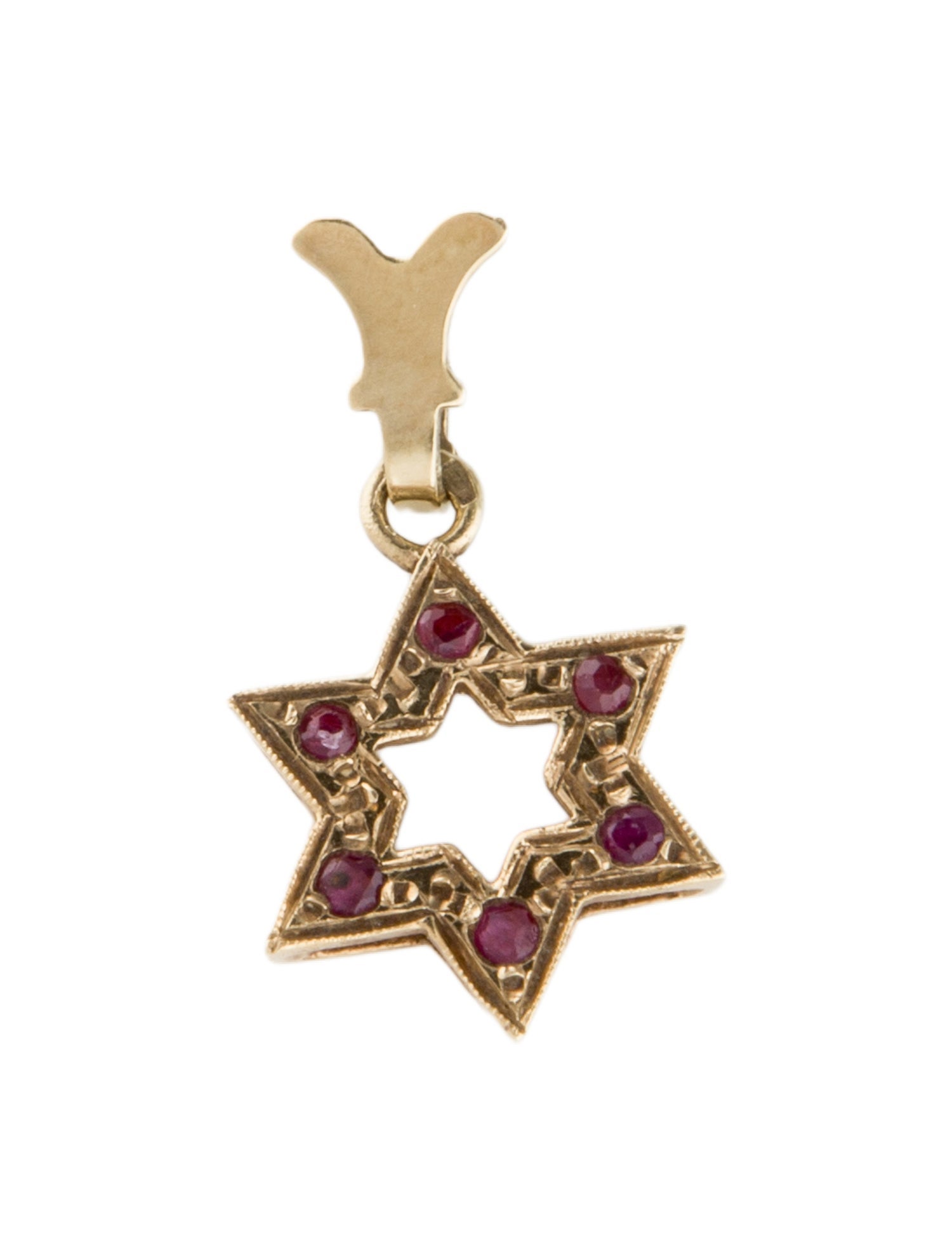 Pendant 14K Ruby Star of David Charm