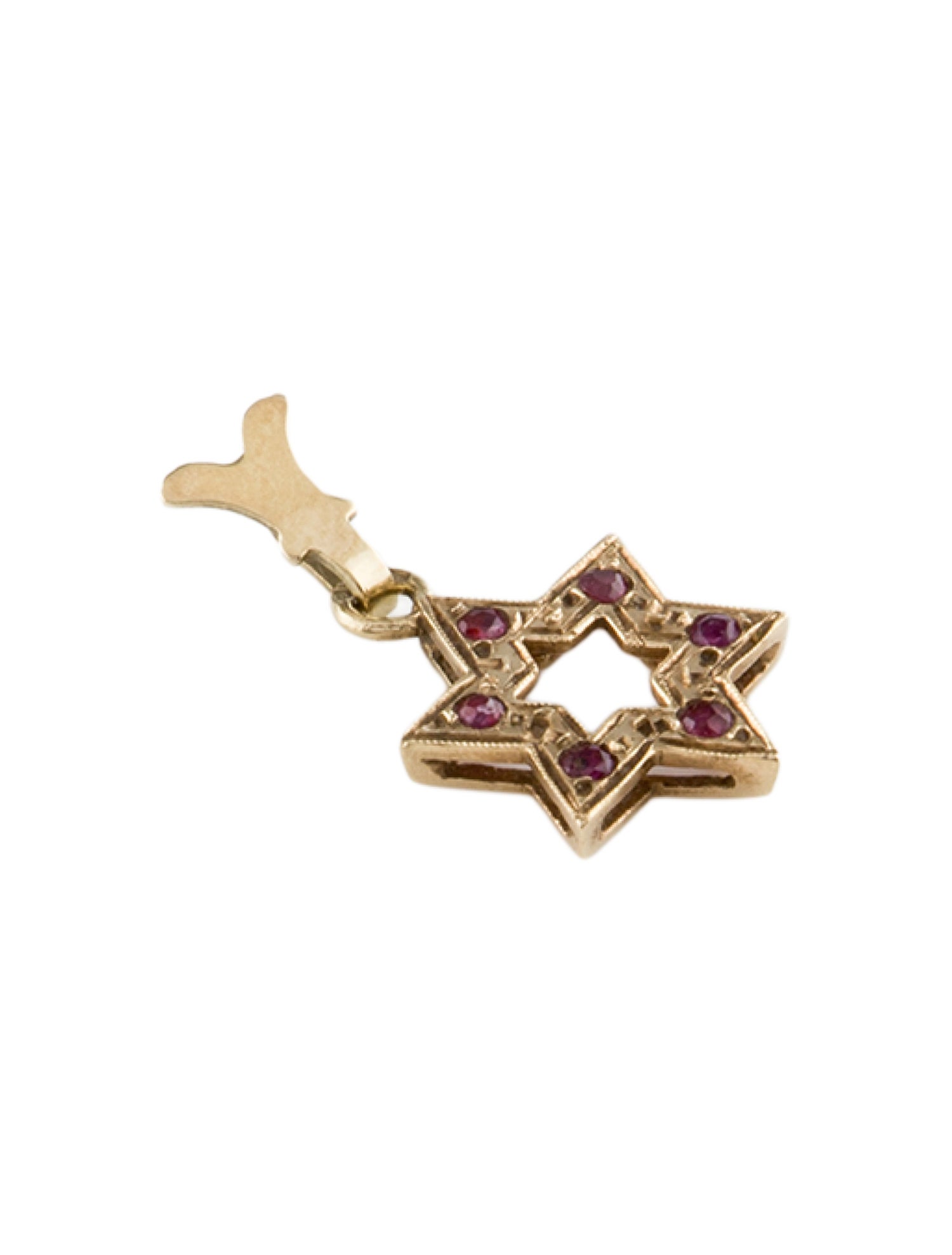 Pendant 14K Ruby Star of David Charm