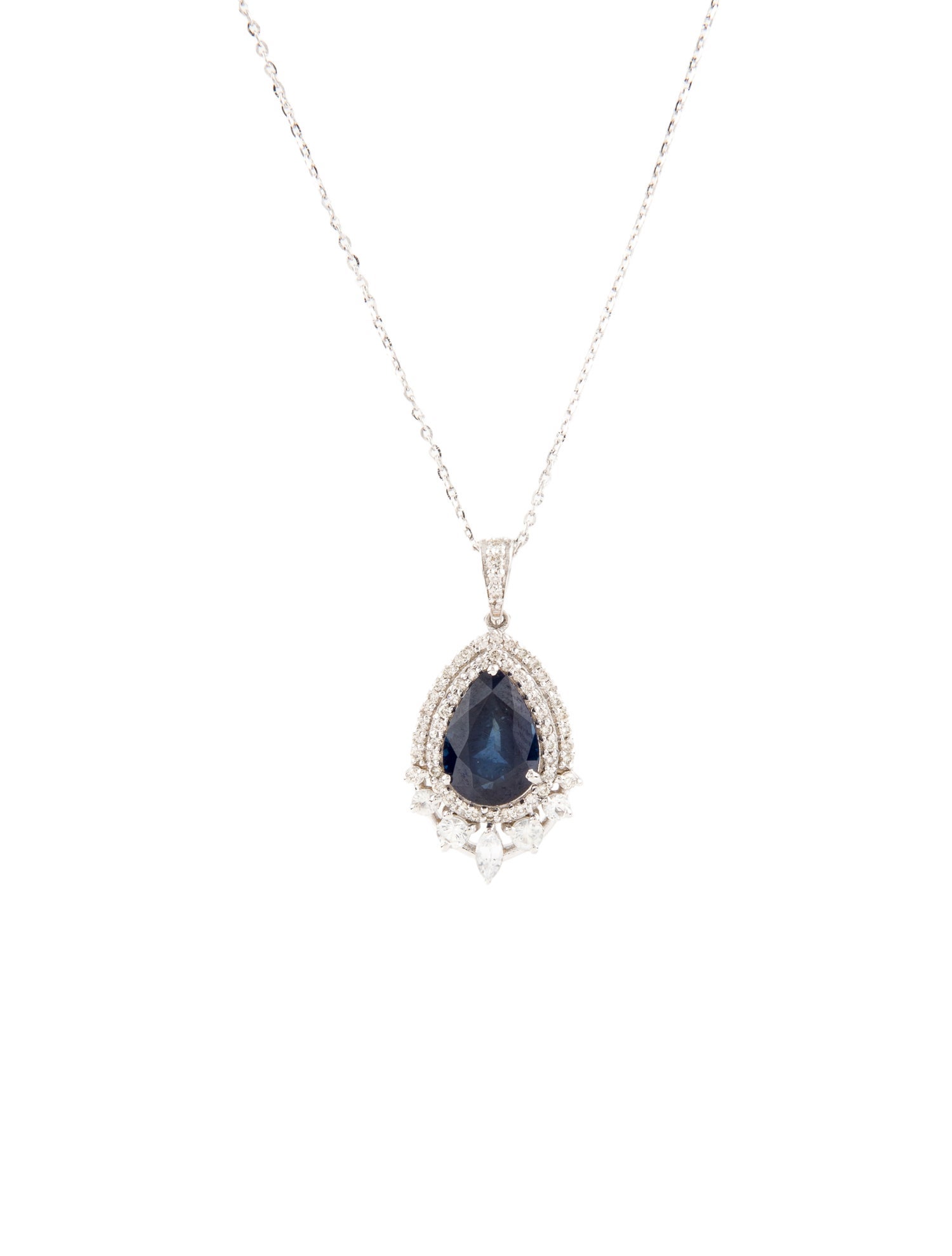 Pendant 14K 2.74ctw Sapphire & Diamond Pendant Necklace