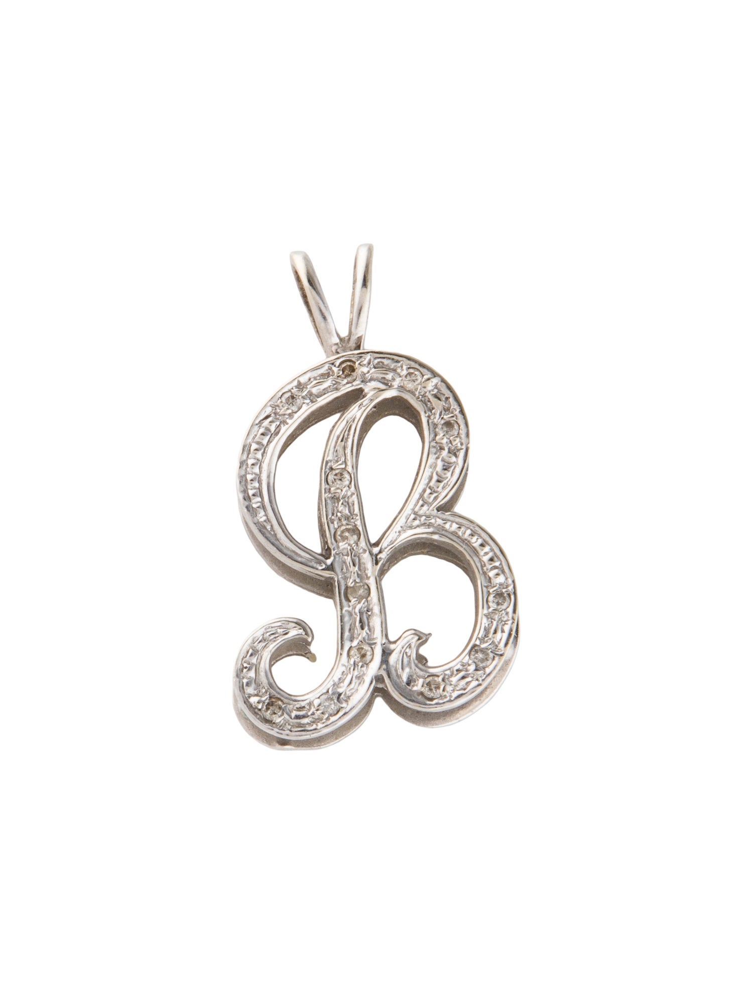 Pendant 14K Diamond Letter 'B' Script