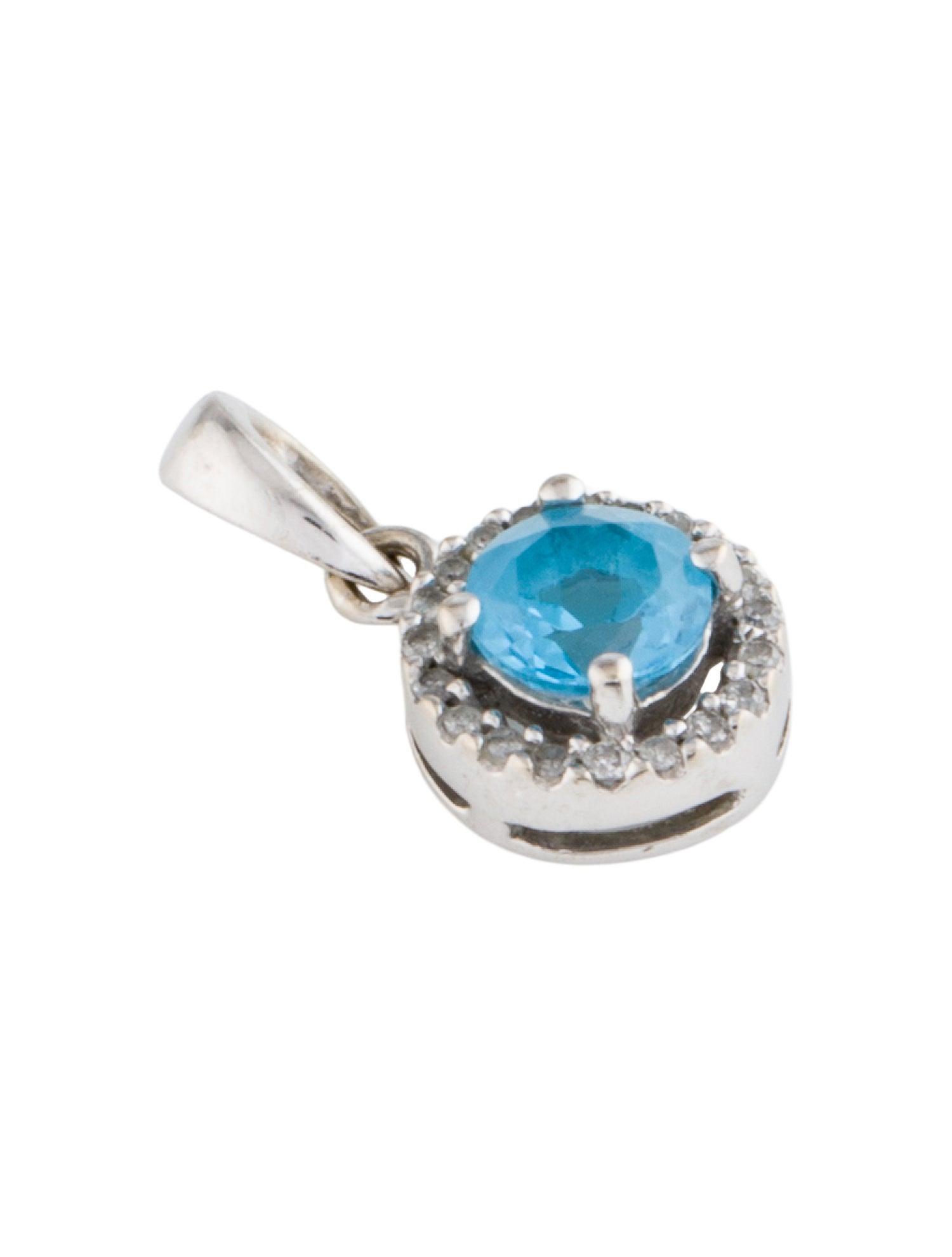 Pendant 14K Topaz & Diamond Halo Necklace