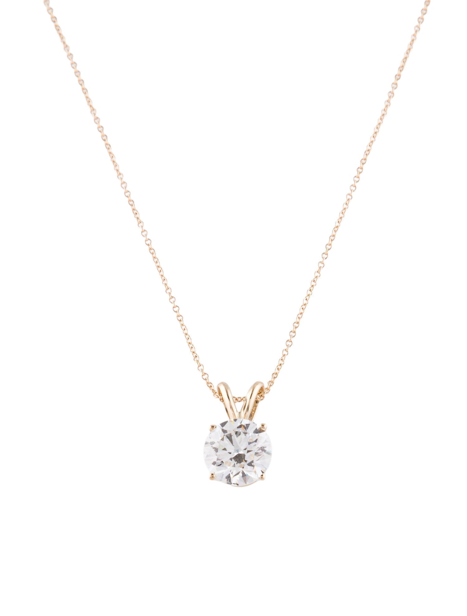 Pendant 14K 2.00ct Lab-Grown Diamond Solitaire Pendant Necklace
