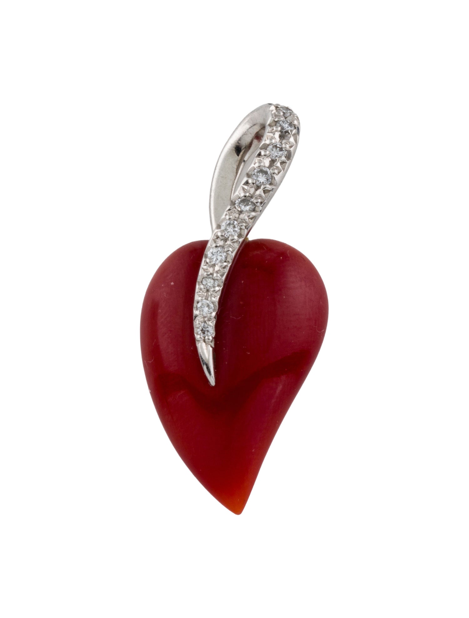 Pendant Platinum Coral & Diamond
