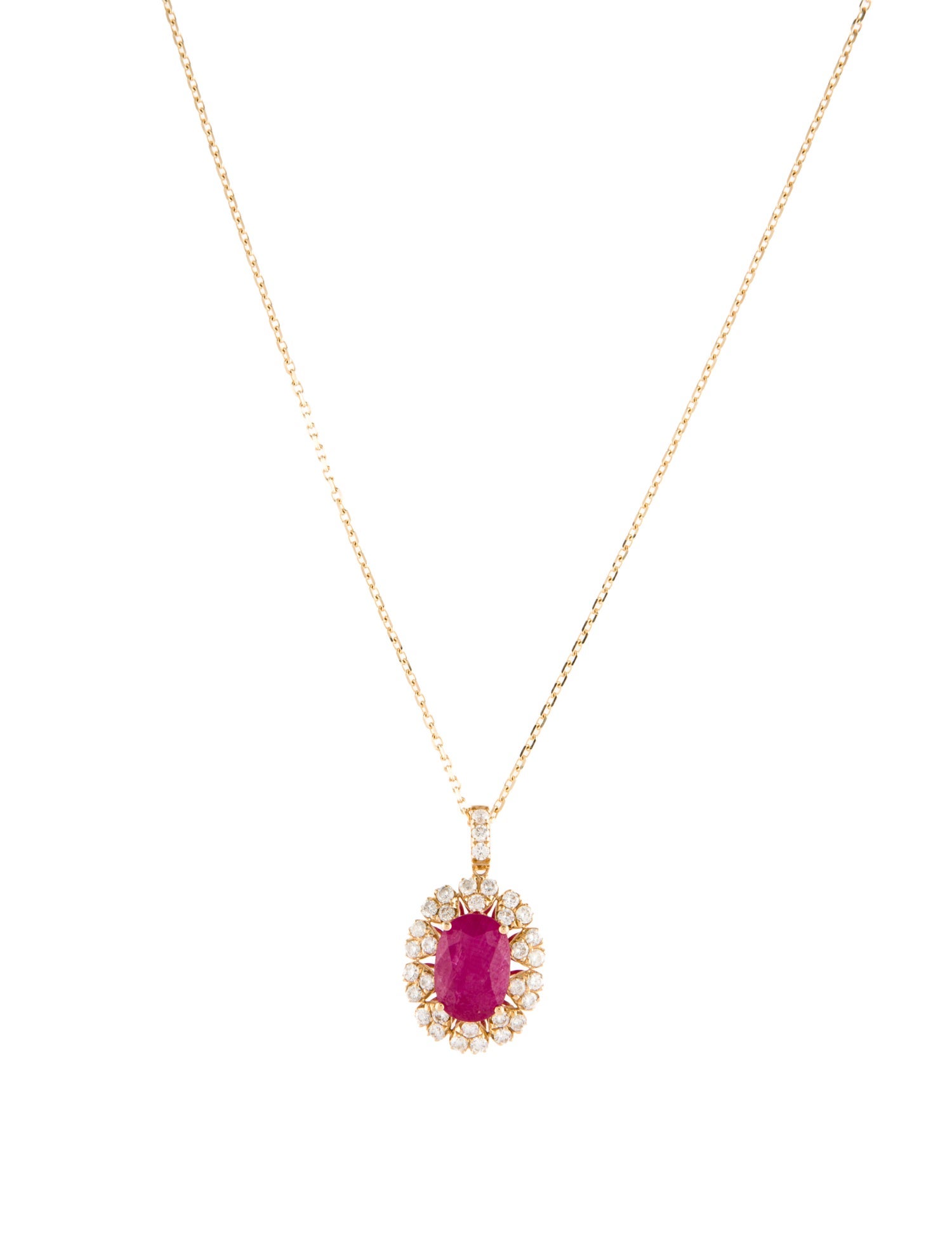 Pendant 18K 3.83ct Ruby & Diamond Pendant Necklace