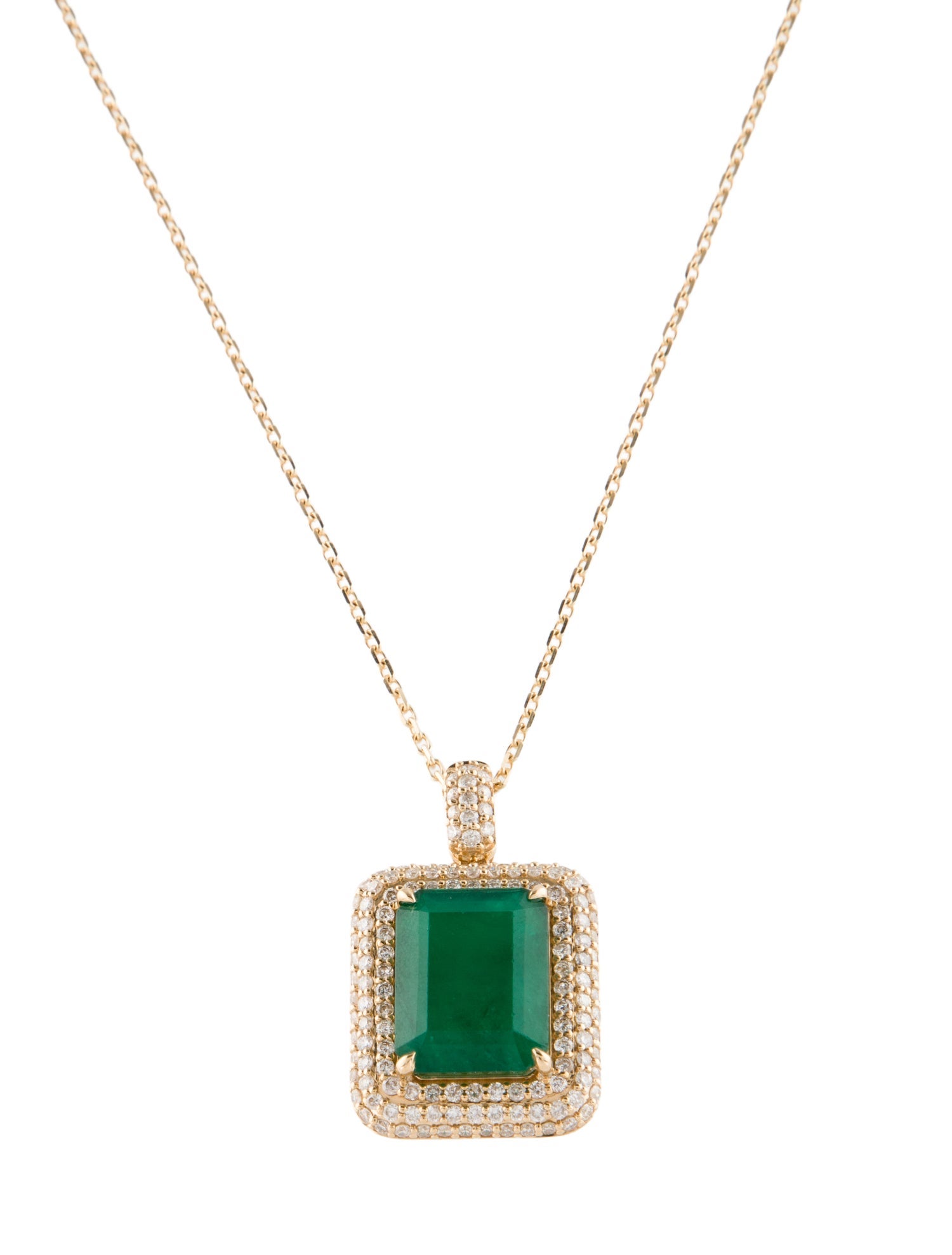 Pendant 18K 6.58ct Emerald & Diamond Pendant Necklace