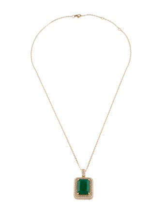 Pendant 18K 6.58ct Emerald & Diamond Pendant Necklace