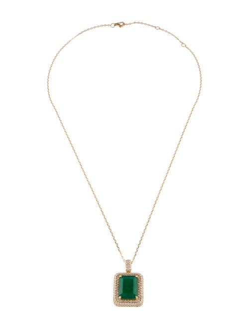 Pendant 18K 6.58ct Emerald & Diamond Pendant Necklace