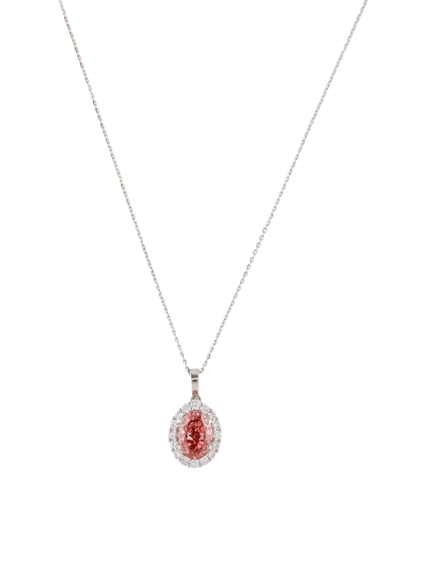 Pendant 14K 2.09ctw Lab-Grown Diamond Halo Pendant Necklace
