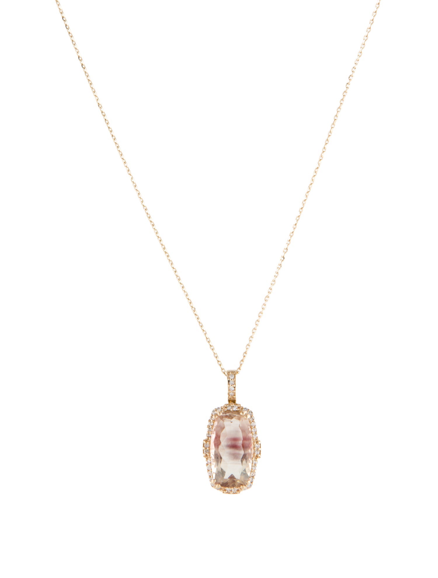 Pendant 14K 2.59ct Sunstone & Diamond Pendant Necklace