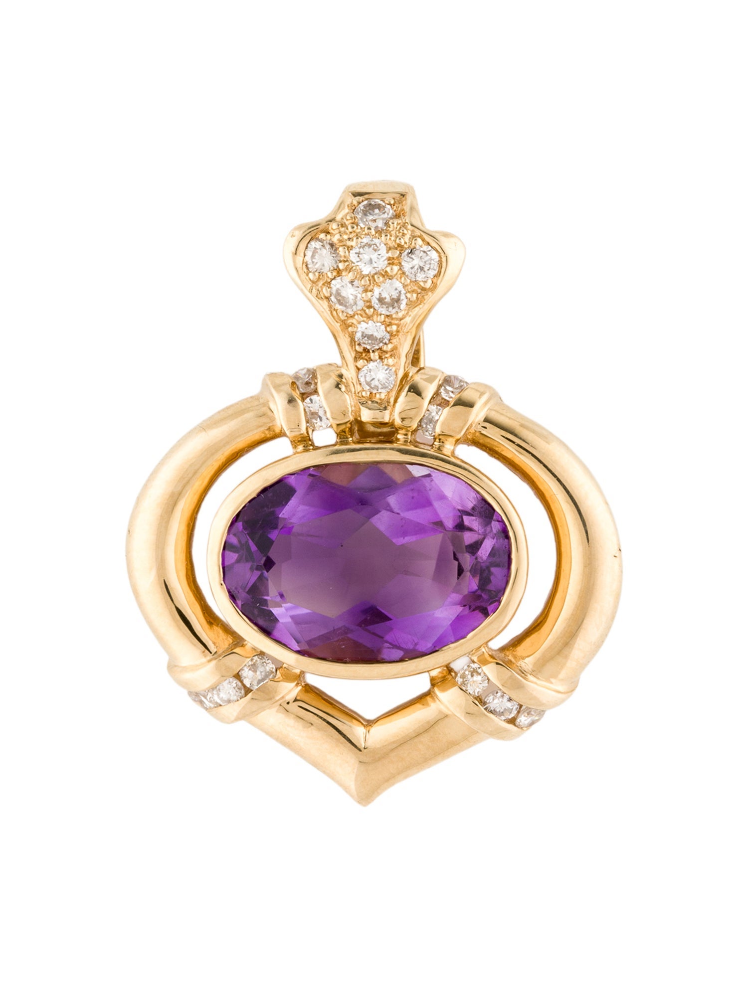 Pendant 14K 4.23ct Amethyst & Diamond