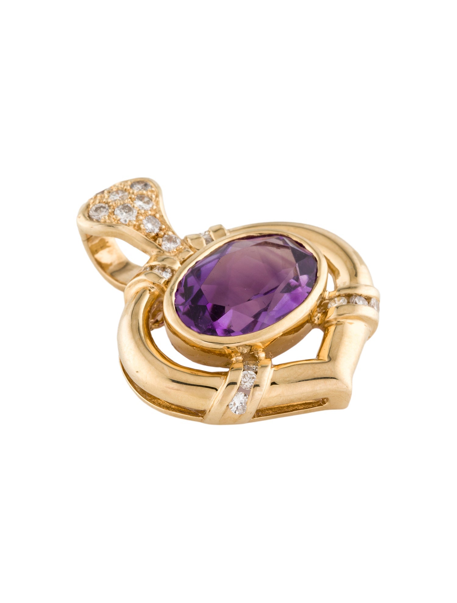 Pendant 14K 4.23ct Amethyst & Diamond