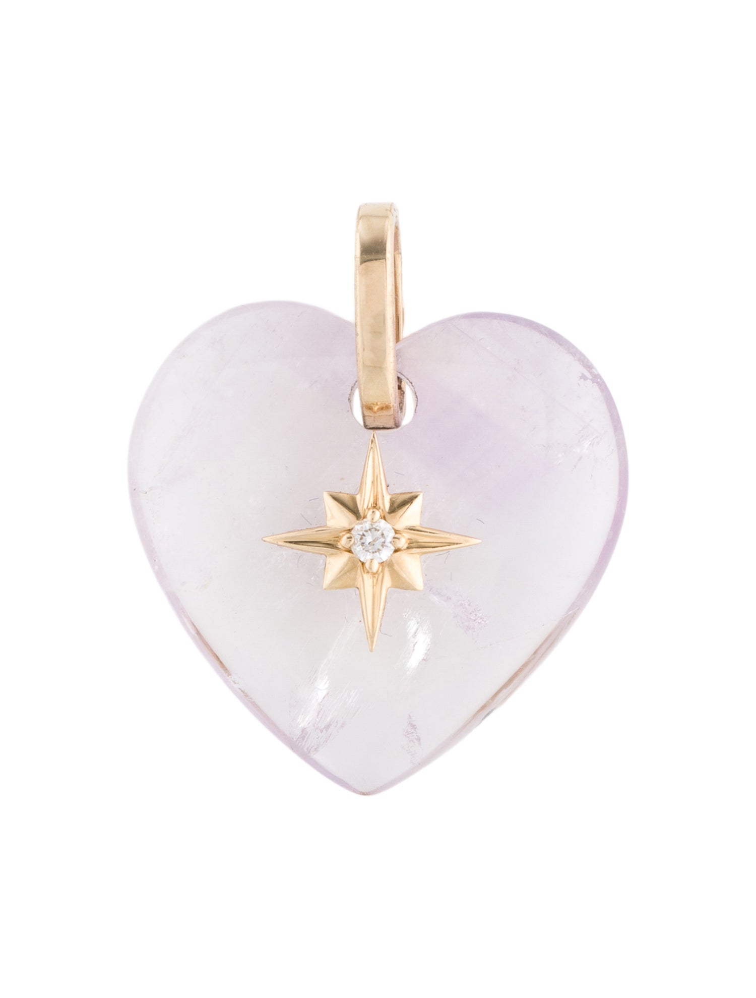Pendant 14K Amethyst & Diamond Heart