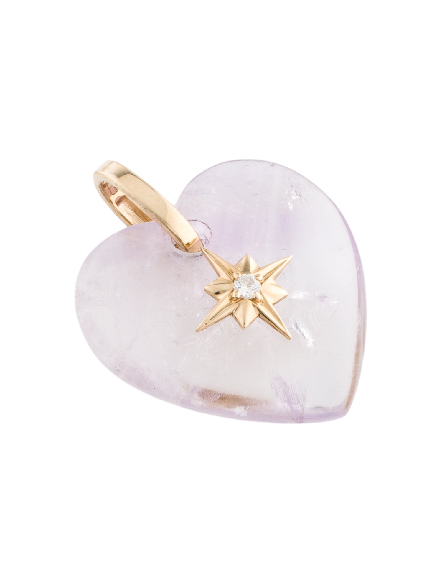Pendant 14K Amethyst & Diamond Heart