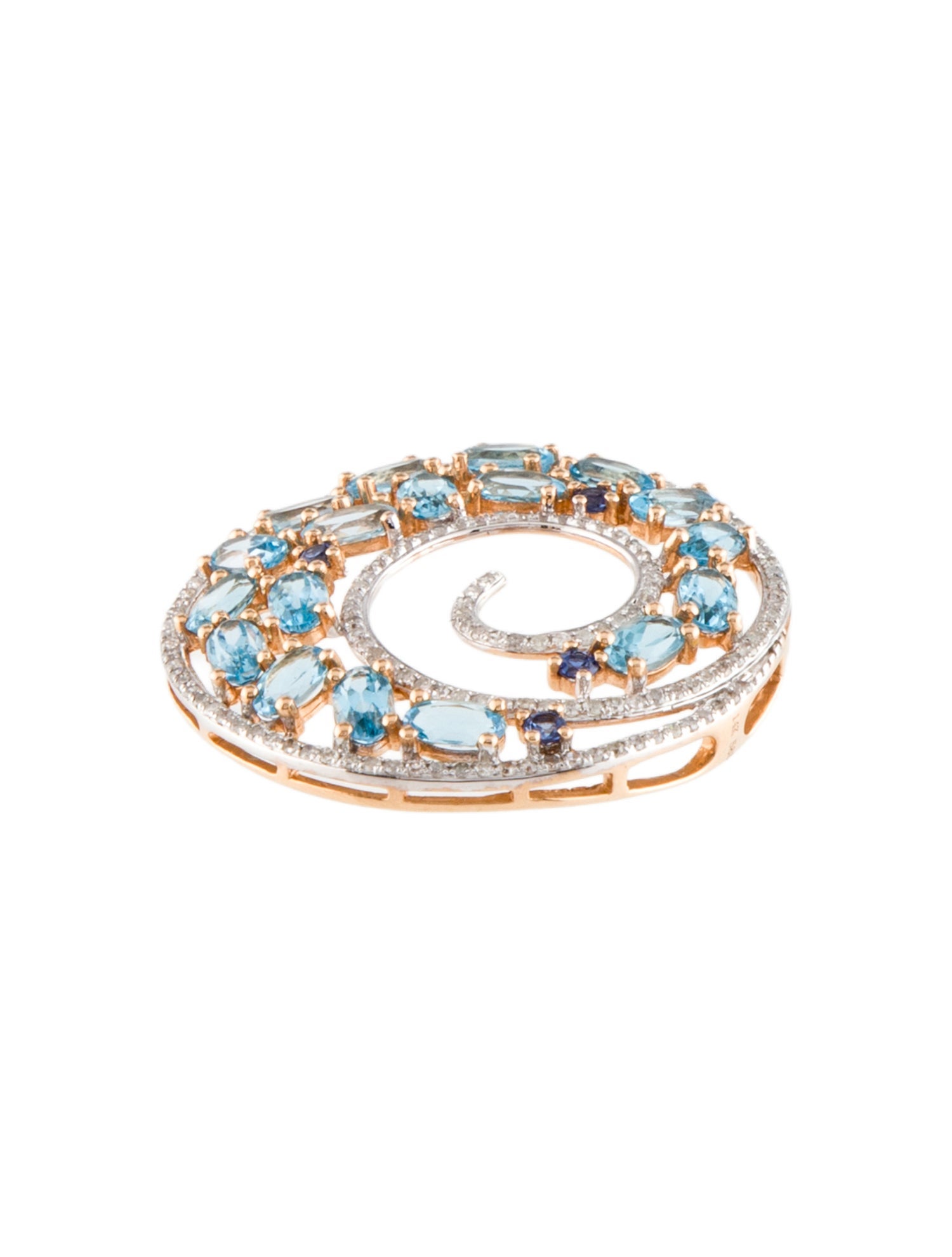 Pendant 14K 4.89ctw Topaz, Sapphire & Diamond Open Swirl Pendant