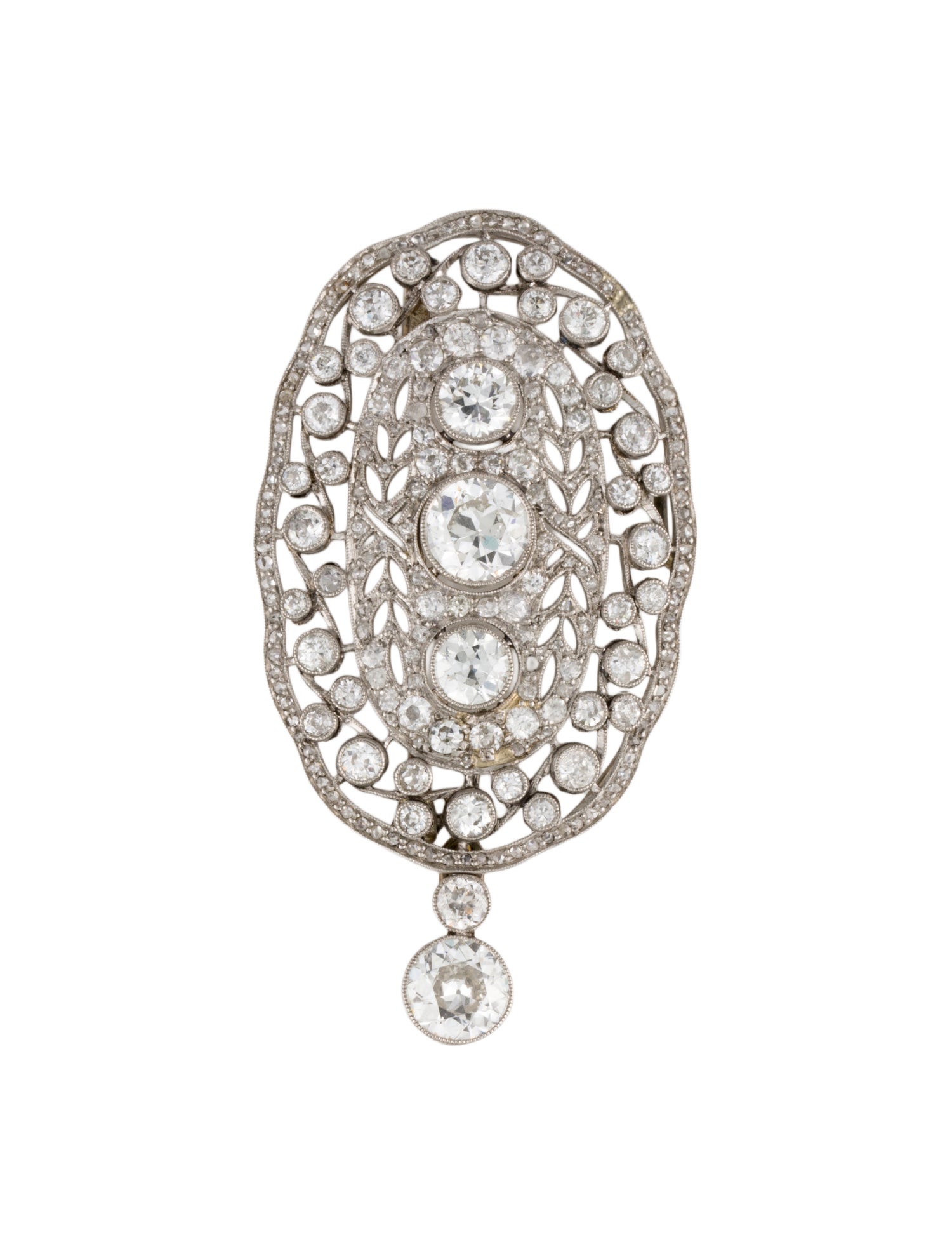 Pendant Edwardian Platinum Diamond Brooch