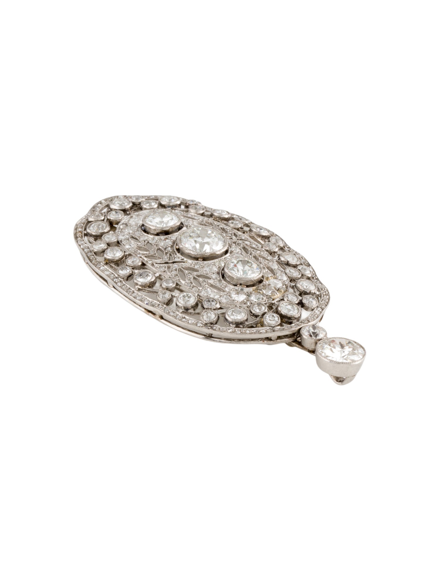 Pendant Edwardian Platinum Diamond Brooch