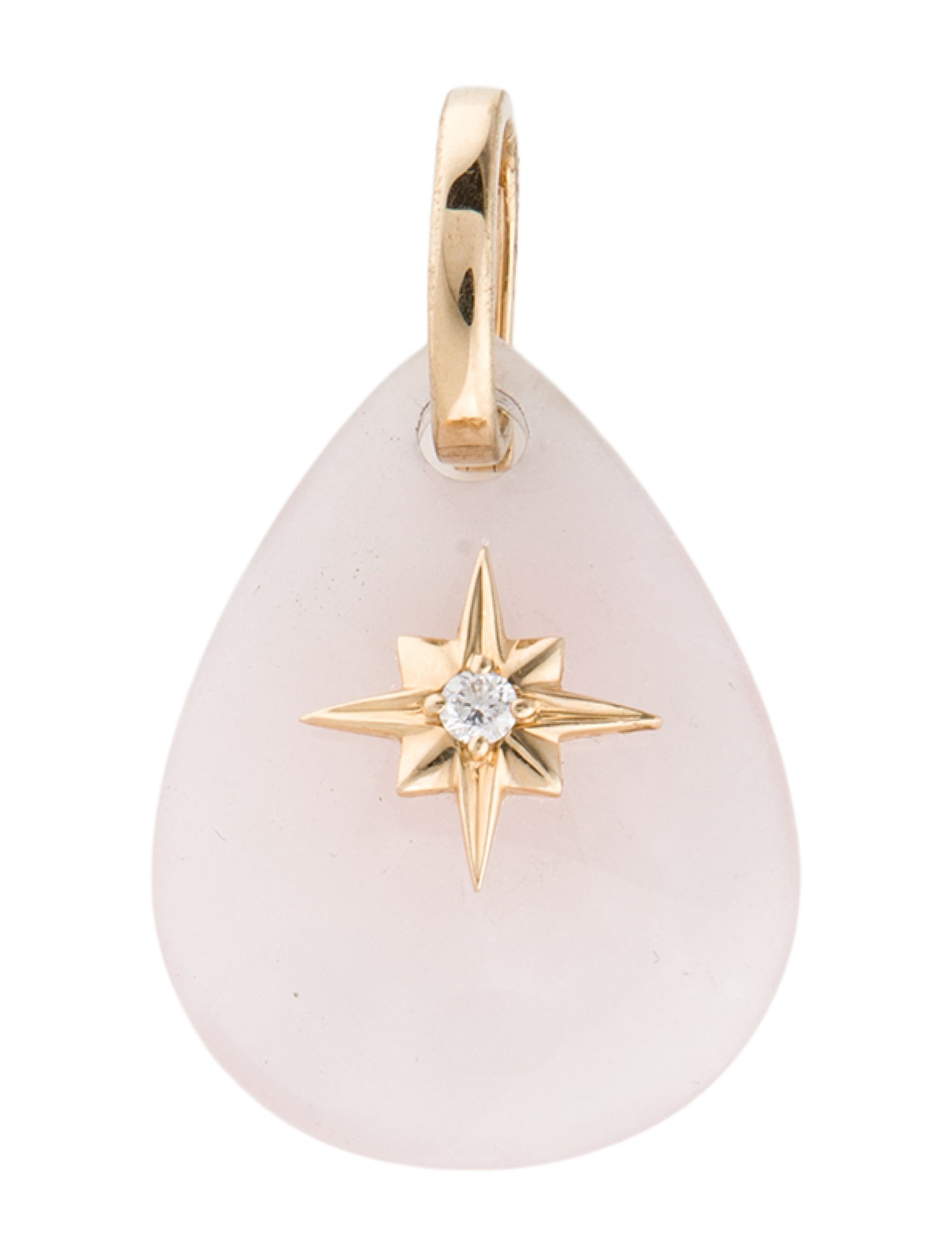 Pendant 14K Rose Quartz & Diamond Pendant
