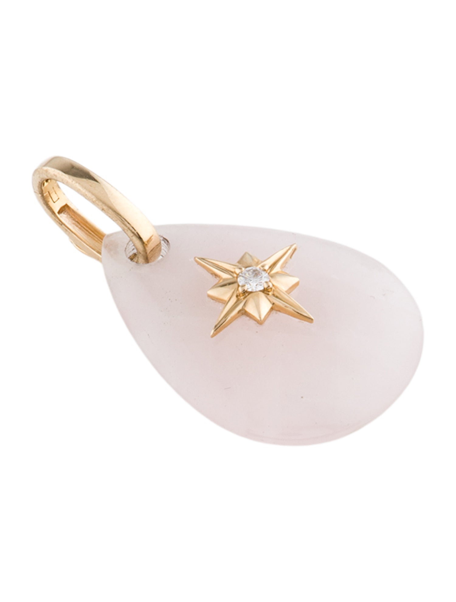 Pendant 14K Rose Quartz & Diamond Pendant