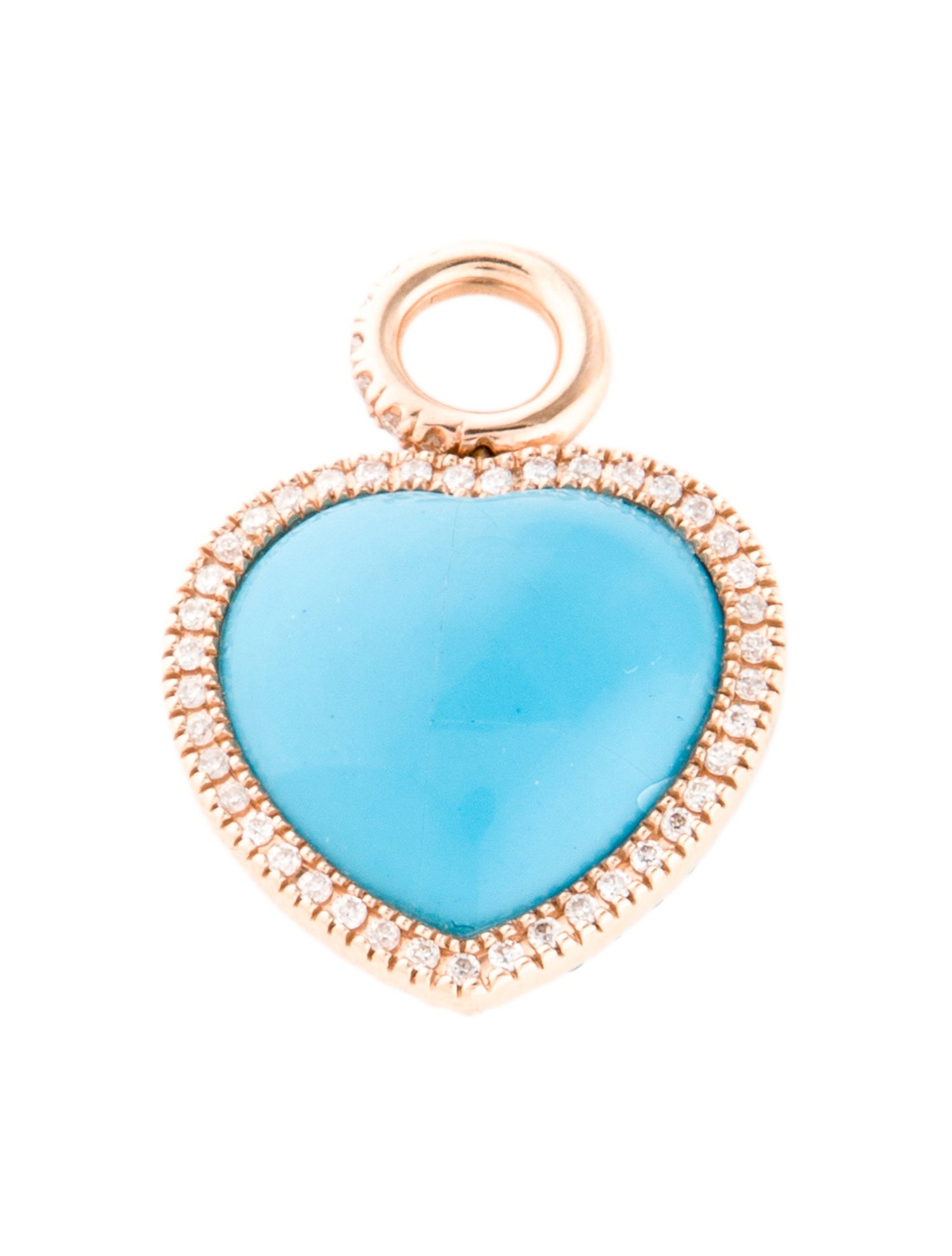 Pendant 14K Turquoise, Sapphire & Diamond Heart