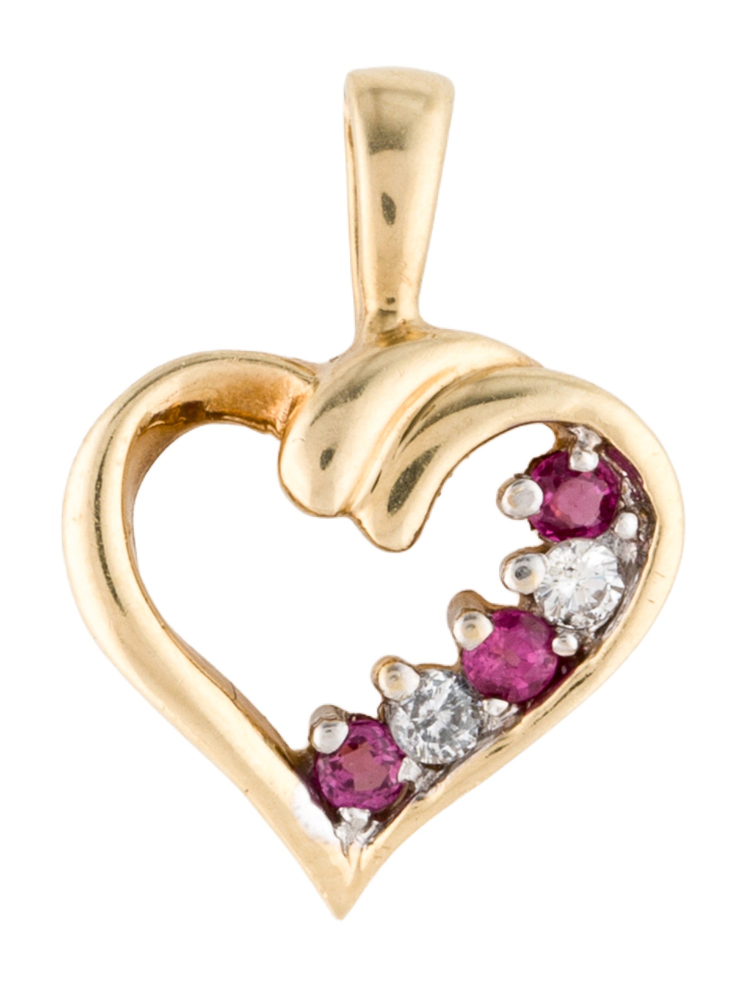 Pendant 14K Ruby & Diamond Heart