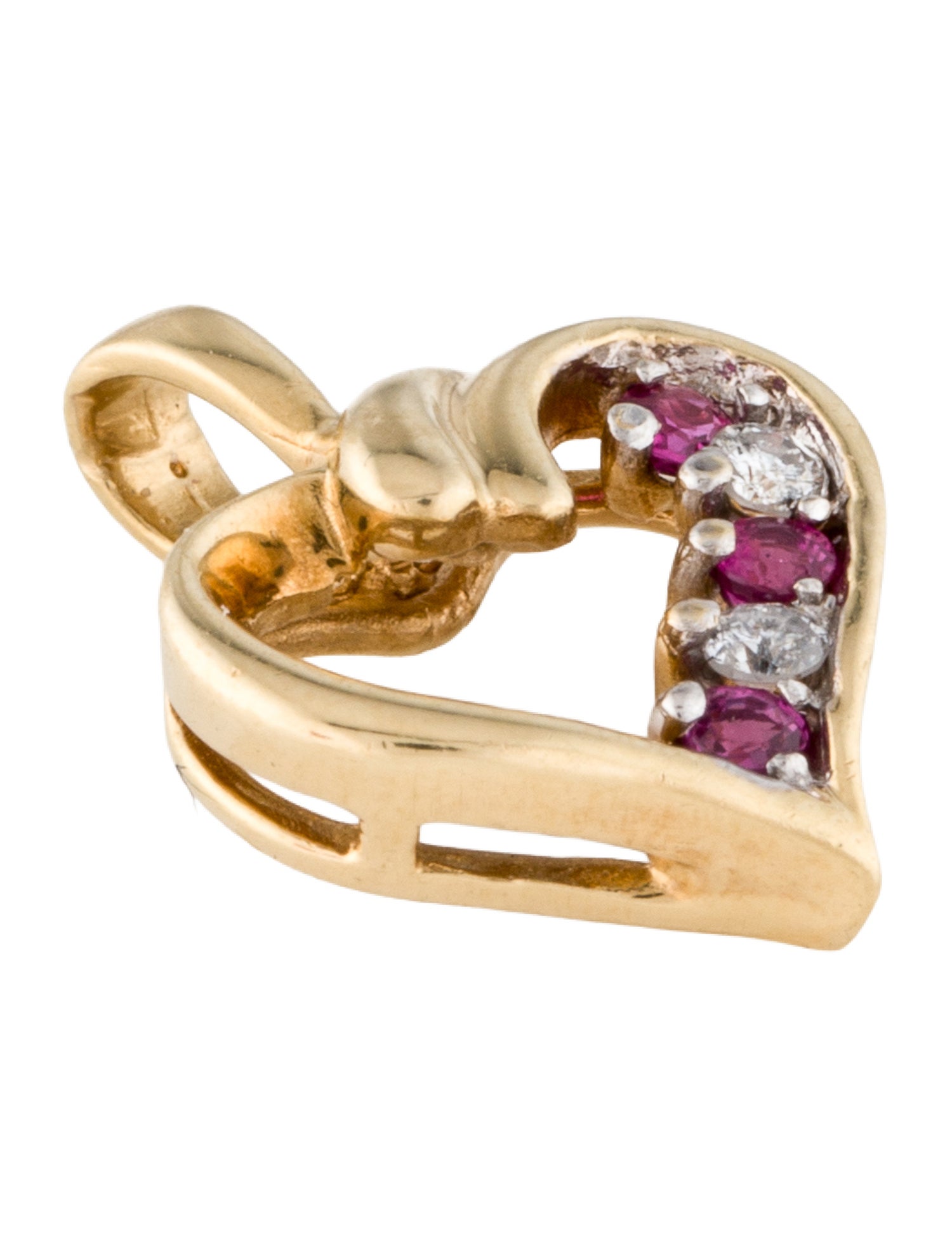 Pendant 14K Ruby & Diamond Heart