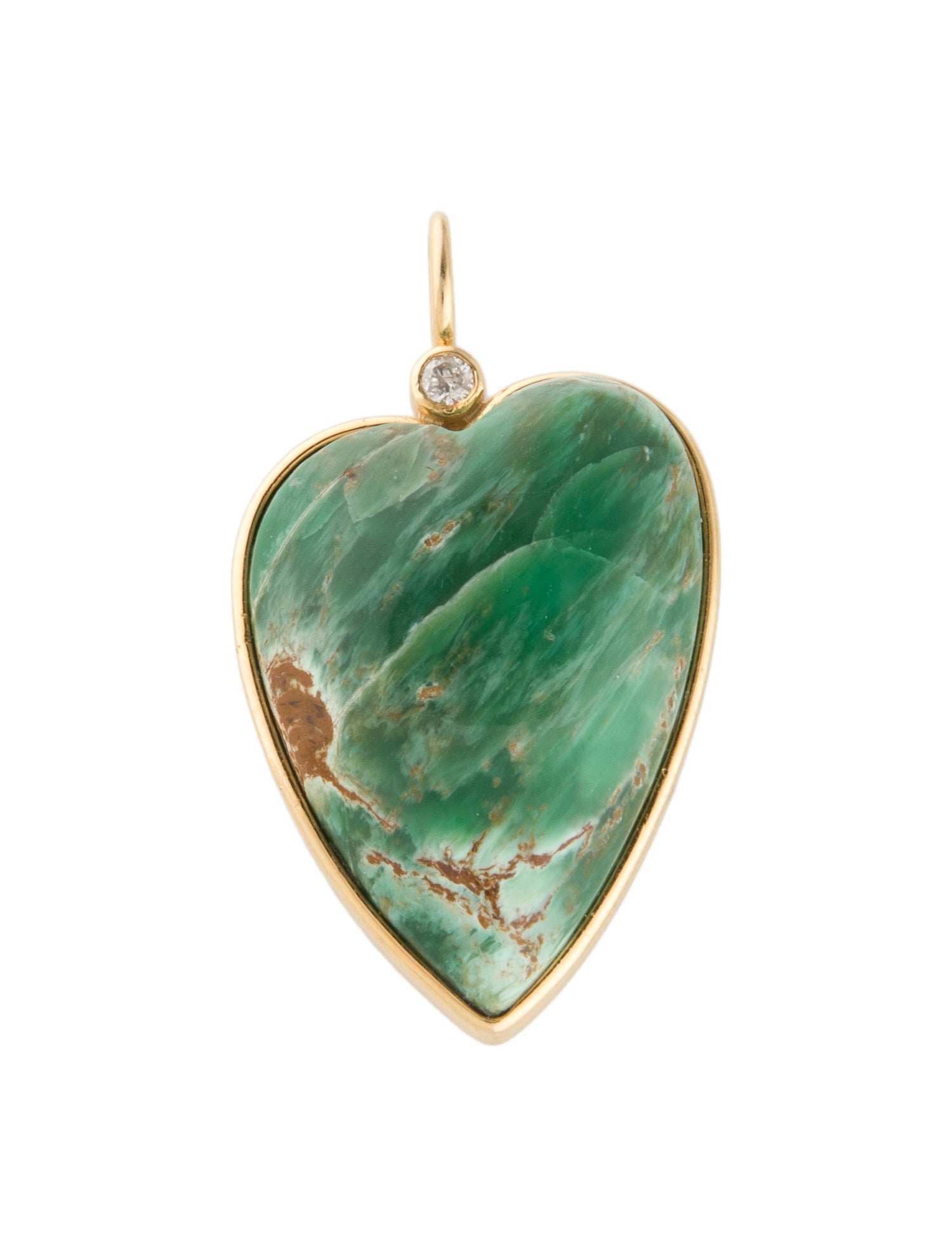 Pendant 10K Variscite & Diamond Heart