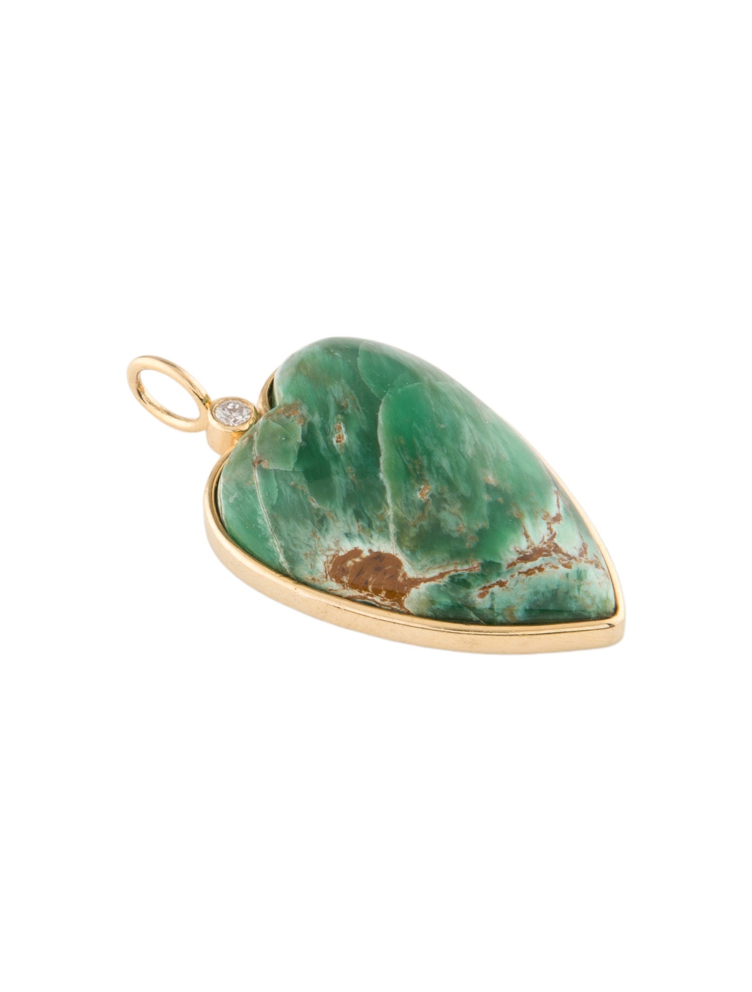 Pendant 10K Variscite & Diamond Heart