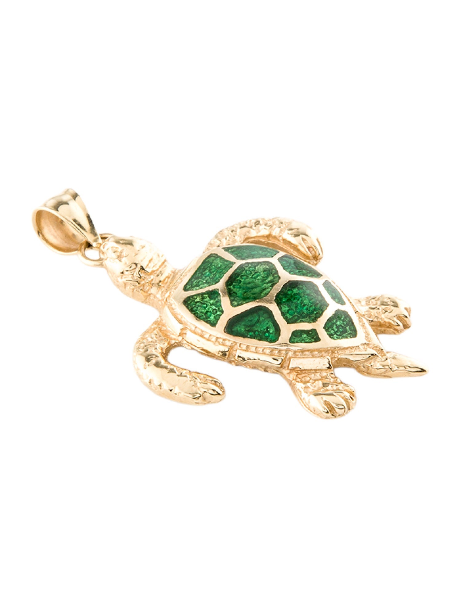 Pendant 14K Enamel Turtle